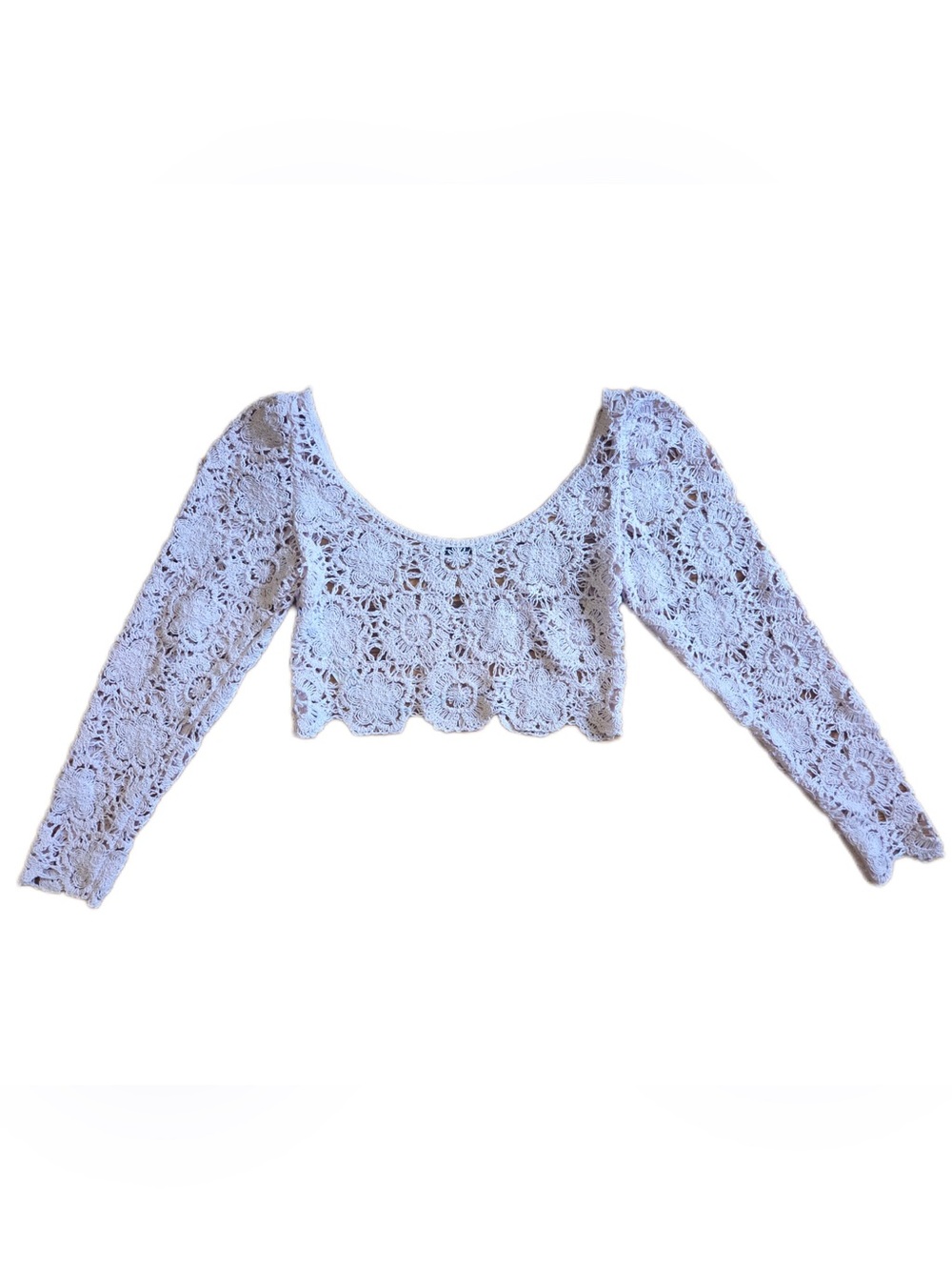 Zara pink Crochet Long-Sleeve Crop Top - Picture 2 of 6